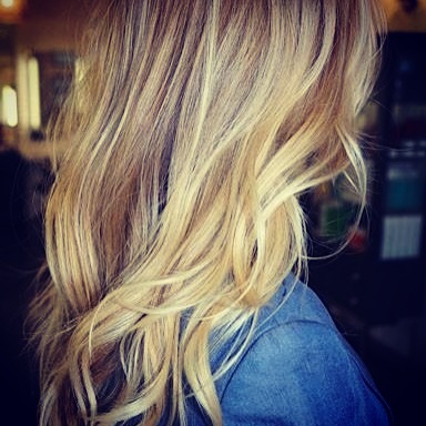 warm honey blonde with light brown lowlights 