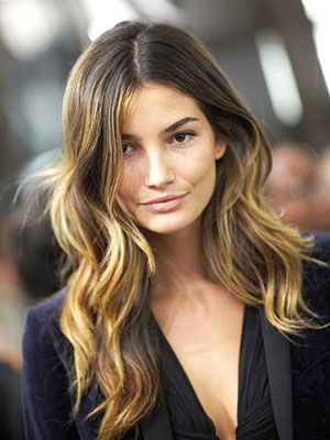 Lily Aldridge balayage ombre long hair 