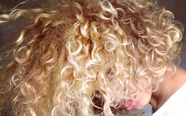 blonde curly hair