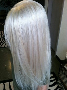 Platinum blonde hair color on long hair