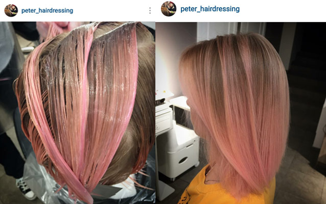pastel pink balayage hair color 